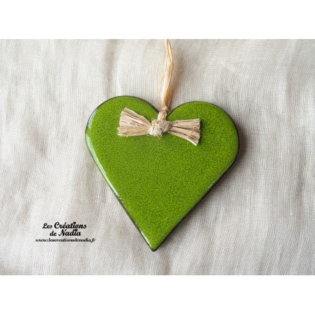 Coeur Liesel vert reinette en céramique