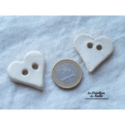 Bouton coeur blanc en céramique