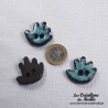 Bouton petite main gauche turquoise en céramique