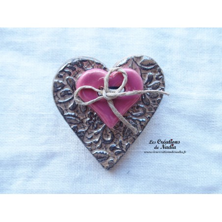 Broche coeur couleur marron glacé