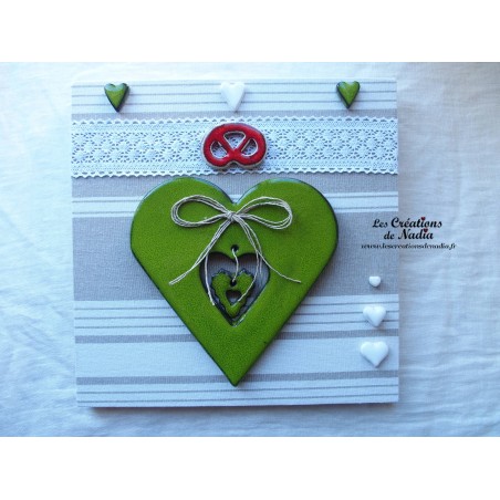 Tableau coeur Hansi en céramique couleur vert reinette