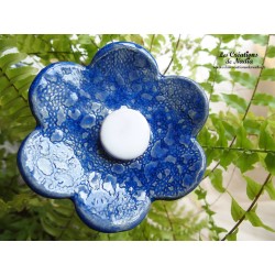 Poppies fleur en céramique pour les jardinières, grand modèle, couleur bleu outremer et blanc