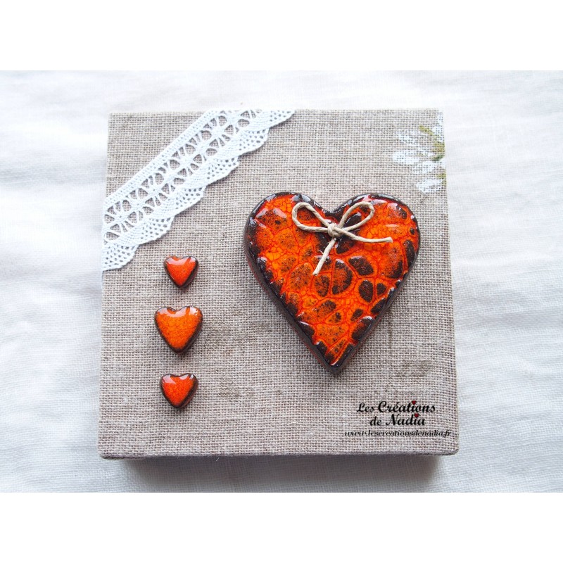 Tableau coeur Katele orange en céramique